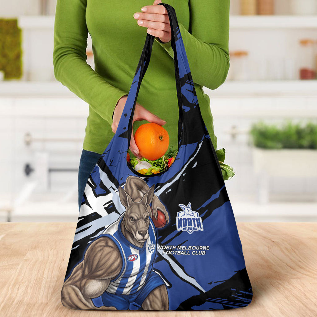 North Melbourne Football Club Grocery Bag Kangaroos Muscular Mascot Graphic - Abstract Paint Splatter Art