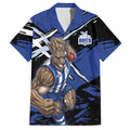 North Melbourne Football Club Hawaiian Shirt Kangaroos Muscular Mascot Graphic - Abstract Paint Splatter Art