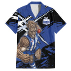 North Melbourne Football Club Hawaiian Shirt Kangaroos Muscular Mascot Graphic - Abstract Paint Splatter Art