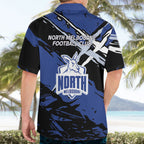 North Melbourne Football Club Hawaiian Shirt Kangaroos Muscular Mascot Graphic - Abstract Paint Splatter Art