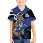 North Melbourne Football Club Hawaiian Shirt Kangaroos Muscular Mascot Graphic - Abstract Paint Splatter Art