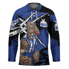 North Melbourne Football Club Hockey Jersey Kangaroos Muscular Mascot Graphic - Abstract Paint Splatter Art
