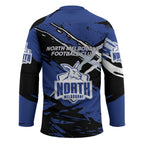 North Melbourne Football Club Hockey Jersey Kangaroos Muscular Mascot Graphic - Abstract Paint Splatter Art