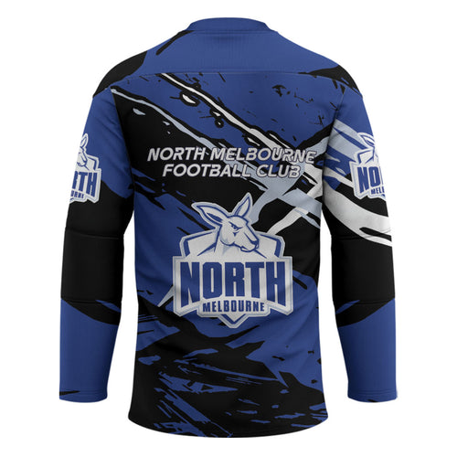 North Melbourne Football Club Hockey Jersey Kangaroos Muscular Mascot Graphic - Abstract Paint Splatter Art