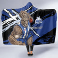 North Melbourne Football Club Hooded Blanket Kangaroos Muscular Mascot Graphic - Abstract Paint Splatter Art