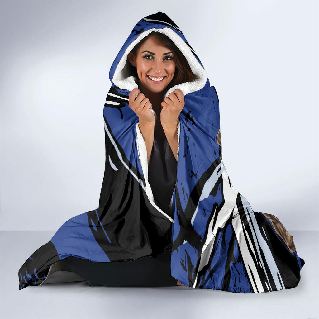 North Melbourne Football Club Hooded Blanket Kangaroos Muscular Mascot Graphic - Abstract Paint Splatter Art