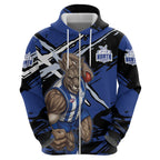 North Melbourne Football Club Hoodie Kangaroos Muscular Mascot Graphic - Abstract Paint Splatter Art