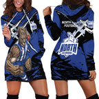 North Melbourne Football Club Hoodie Dress Kangaroos Muscular Mascot Graphic - Abstract Paint Splatter Art
