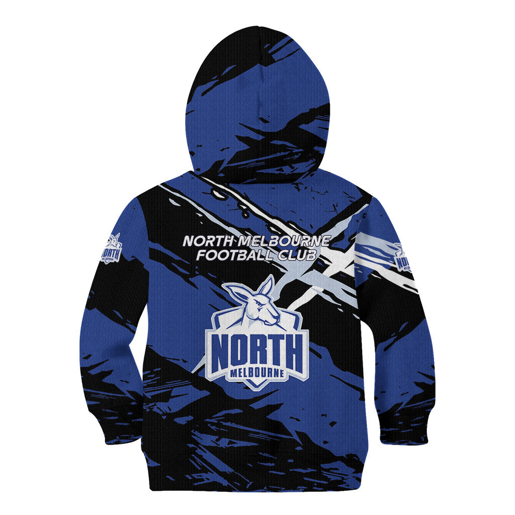 North Melbourne Football Club Kid Hoodie Kangaroos Muscular Mascot Graphic - Abstract Paint Splatter Art