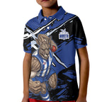 North Melbourne Football Club Kid Polo Shirt Kangaroos Muscular Mascot Graphic - Abstract Paint Splatter Art