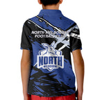 North Melbourne Football Club Kid Polo Shirt Kangaroos Muscular Mascot Graphic - Abstract Paint Splatter Art
