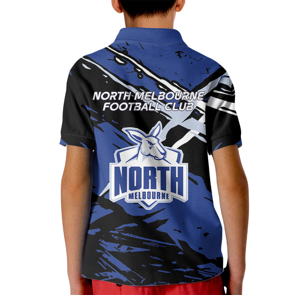 North Melbourne Football Club Kid Polo Shirt Kangaroos Muscular Mascot Graphic - Abstract Paint Splatter Art