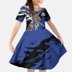North Melbourne Football Club Kid Short Sleeve Dress Kangaroos Muscular Mascot Graphic - Abstract Paint Splatter Art