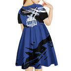 North Melbourne Football Club Kid Short Sleeve Dress Kangaroos Muscular Mascot Graphic - Abstract Paint Splatter Art