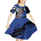 North Melbourne Football Club Kid Short Sleeve Dress Kangaroos Muscular Mascot Graphic - Abstract Paint Splatter Art