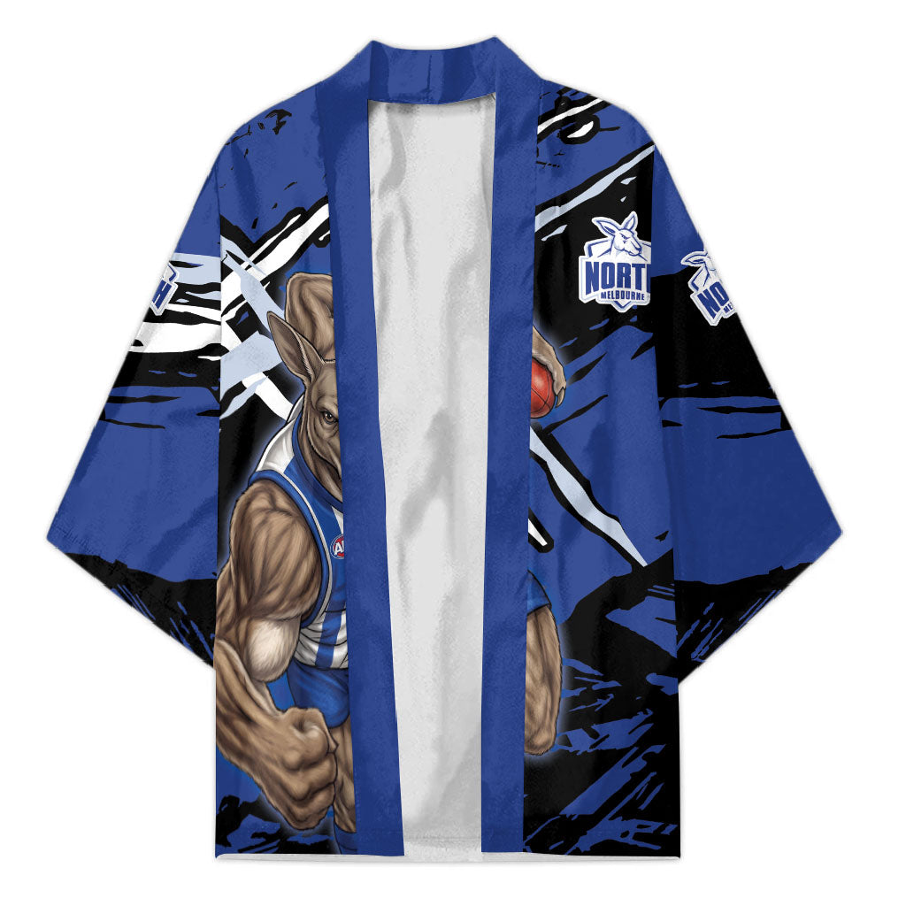 North Melbourne Football Club Kimono Kangaroos Muscular Mascot Graphic - Abstract Paint Splatter Art
