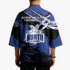 North Melbourne Football Club Kimono Kangaroos Muscular Mascot Graphic - Abstract Paint Splatter Art