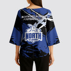 North Melbourne Football Club Kimono Sleeve Blouse Kangaroos Muscular Mascot Graphic - Abstract Paint Splatter Art