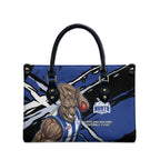 North Melbourne Football Club Leather Bag Kangaroos Muscular Mascot Graphic - Abstract Paint Splatter Art