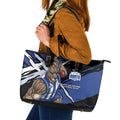 North Melbourne Football Club Leather Tote Bag Kangaroos Muscular Mascot Graphic - Abstract Paint Splatter Art