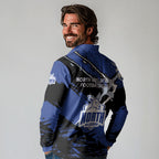 North Melbourne Football Club Long Sleeve Polo Shirt Kangaroos Muscular Mascot Graphic - Abstract Paint Splatter Art