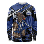 North Melbourne Football Club Long Sleeve Shirt Kangaroos Muscular Mascot Graphic - Abstract Paint Splatter Art