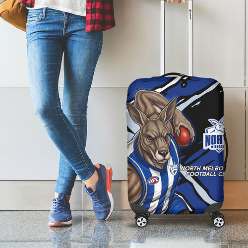 North Melbourne Football Club Luggage Cover Kangaroos Muscular Mascot Graphic - Abstract Paint Splatter Art