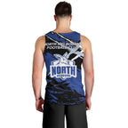 North Melbourne Football Club Men Tank Top Kangaroos Muscular Mascot Graphic - Abstract Paint Splatter Art