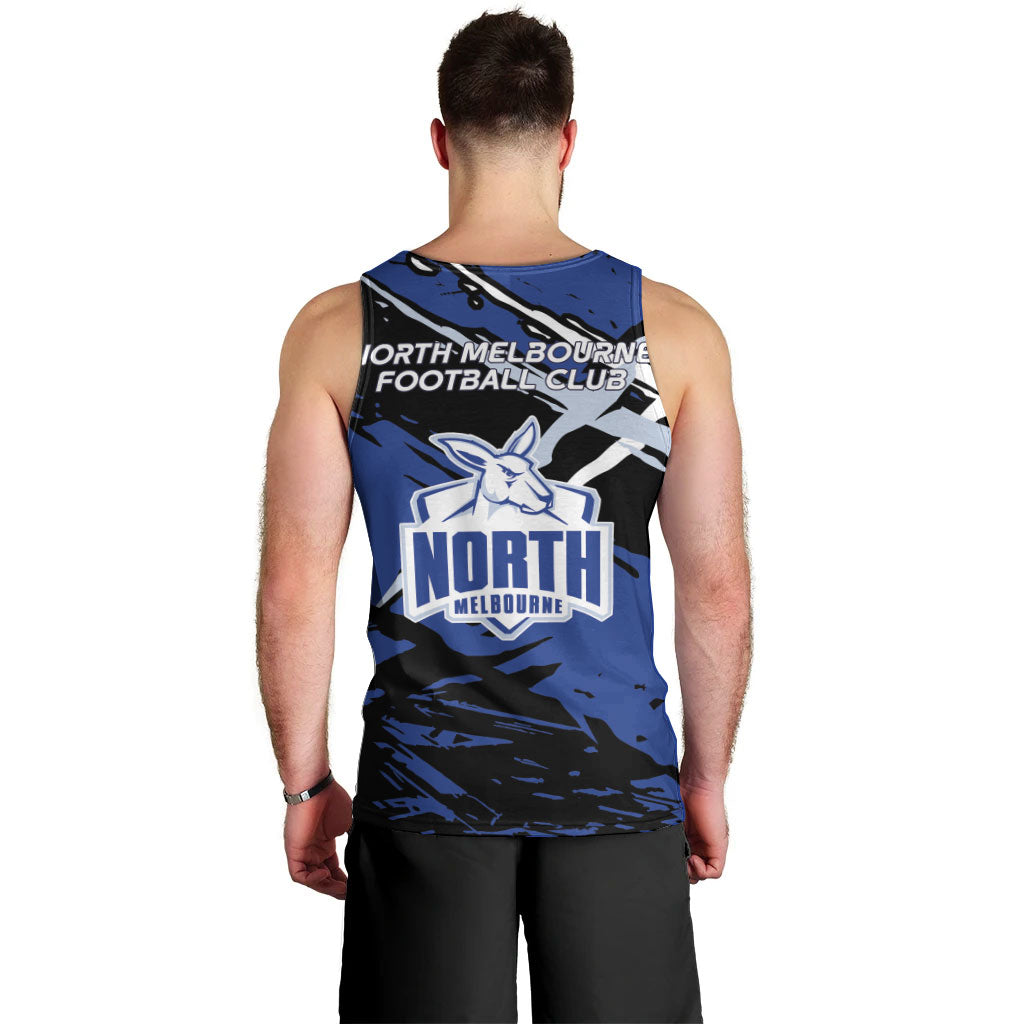 North Melbourne Football Club Men Tank Top Kangaroos Muscular Mascot Graphic - Abstract Paint Splatter Art