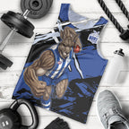 North Melbourne Football Club Men Tank Top Kangaroos Muscular Mascot Graphic - Abstract Paint Splatter Art
