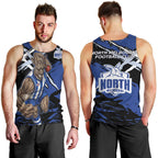North Melbourne Football Club Men Tank Top Kangaroos Muscular Mascot Graphic - Abstract Paint Splatter Art