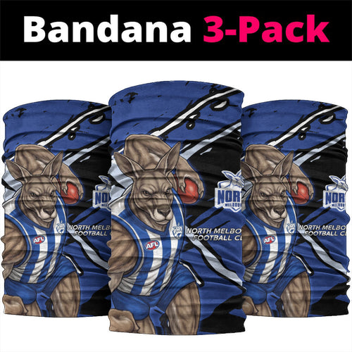 North Melbourne Football Club Neck Gaiter Kangaroos Muscular Mascot Graphic - Abstract Paint Splatter Art