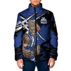 North Melbourne Football Club Padded Jacket Kangaroos Muscular Mascot Graphic - Abstract Paint Splatter Art