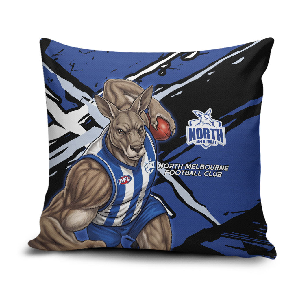 North Melbourne Football Club Pillow Cover Kangaroos Muscular Mascot Graphic - Abstract Paint Splatter Art