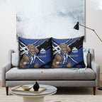 North Melbourne Football Club Pillow Cover Kangaroos Muscular Mascot Graphic - Abstract Paint Splatter Art