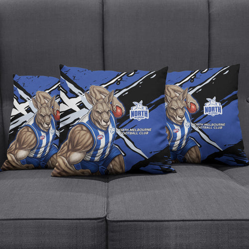 North Melbourne Football Club Pillow Cover Kangaroos Muscular Mascot Graphic - Abstract Paint Splatter Art