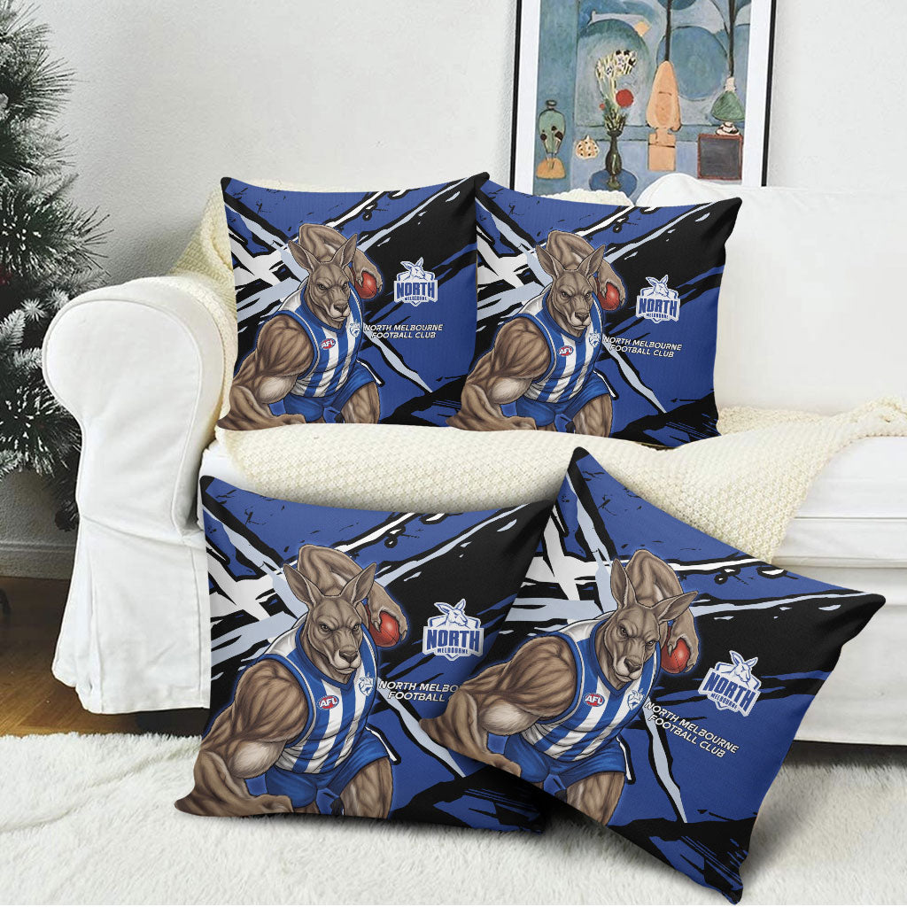 North Melbourne Football Club Pillow Cover Kangaroos Muscular Mascot Graphic - Abstract Paint Splatter Art