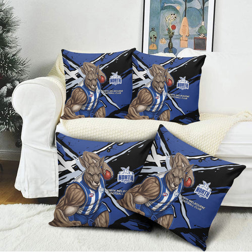 North Melbourne Football Club Pillow Cover Kangaroos Muscular Mascot Graphic - Abstract Paint Splatter Art