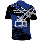 North Melbourne Football Club Polo Shirt Kangaroos Muscular Mascot Graphic - Abstract Paint Splatter Art