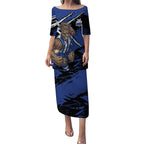 North Melbourne Football Club Puletasi Kangaroos Muscular Mascot Graphic - Abstract Paint Splatter Art