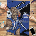 North Melbourne Football Club Puzzle Kangaroos Muscular Mascot Graphic - Abstract Paint Splatter Art