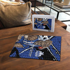 North Melbourne Football Club Puzzle Kangaroos Muscular Mascot Graphic - Abstract Paint Splatter Art