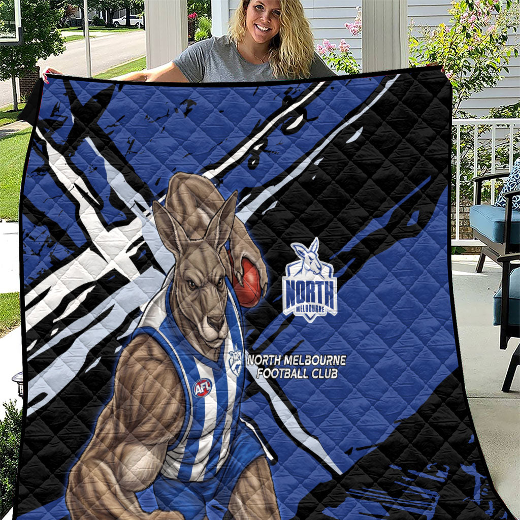 North Melbourne Football Club Quilt Kangaroos Muscular Mascot Graphic - Abstract Paint Splatter Art