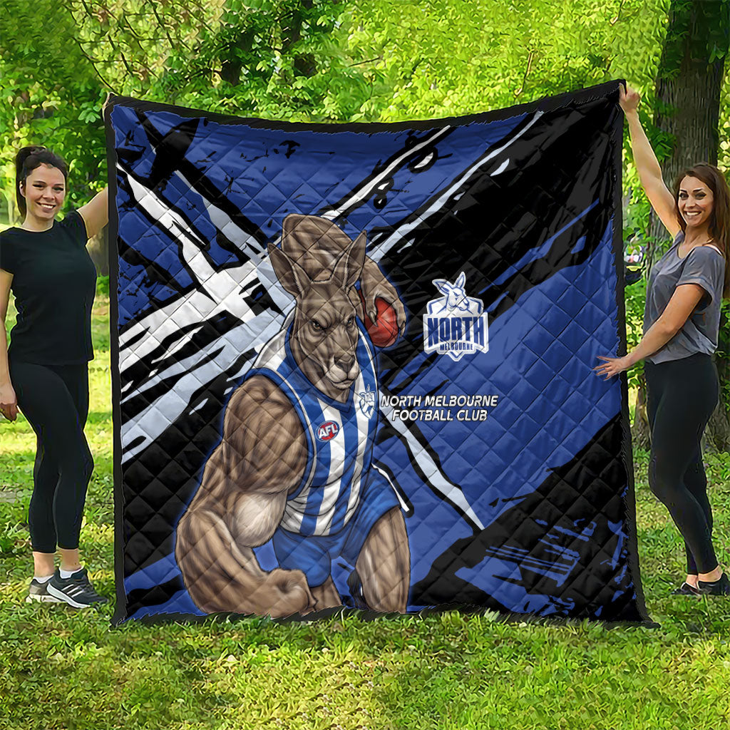North Melbourne Football Club Quilt Kangaroos Muscular Mascot Graphic - Abstract Paint Splatter Art