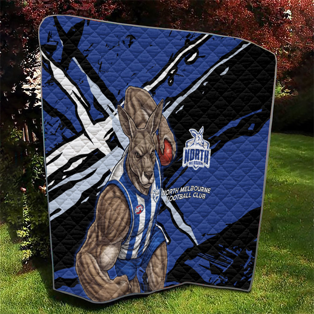 North Melbourne Football Club Quilt Kangaroos Muscular Mascot Graphic - Abstract Paint Splatter Art