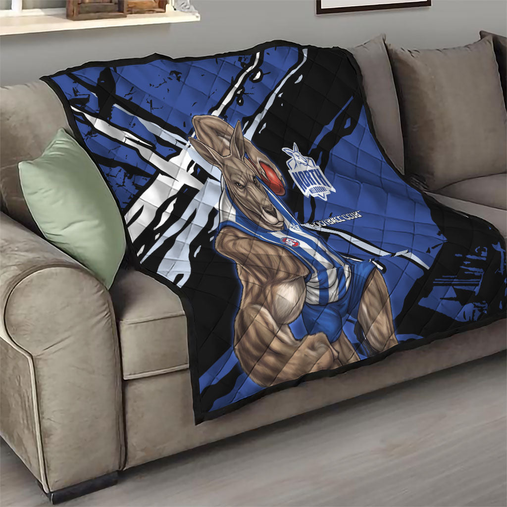 North Melbourne Football Club Quilt Kangaroos Muscular Mascot Graphic - Abstract Paint Splatter Art