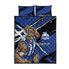 North Melbourne Football Club Quilt Bed Set Kangaroos Muscular Mascot Graphic - Abstract Paint Splatter Art