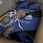 North Melbourne Football Club Quilt Bed Set Kangaroos Muscular Mascot Graphic - Abstract Paint Splatter Art