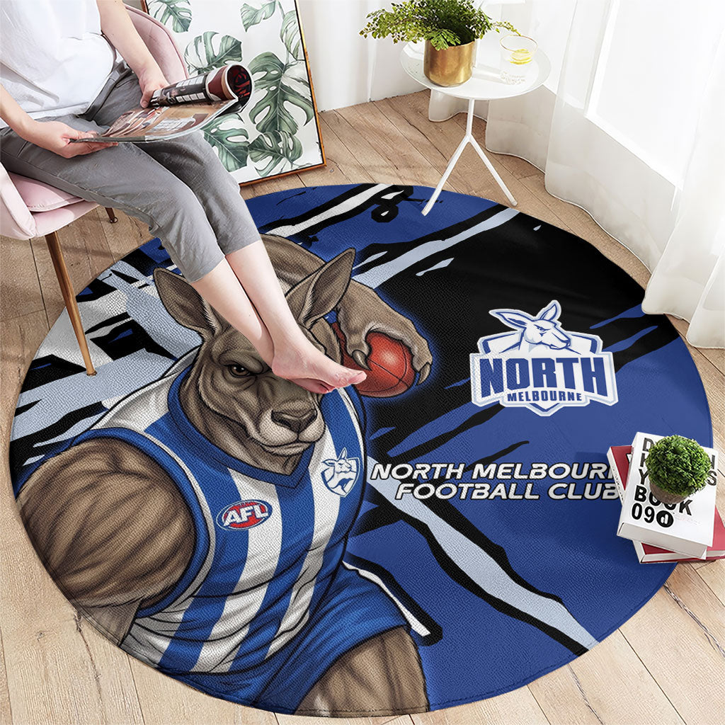 North Melbourne Football Club Round Carpet Kangaroos Muscular Mascot Graphic - Abstract Paint Splatter Art