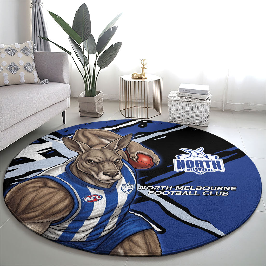 North Melbourne Football Club Round Carpet Kangaroos Muscular Mascot Graphic - Abstract Paint Splatter Art